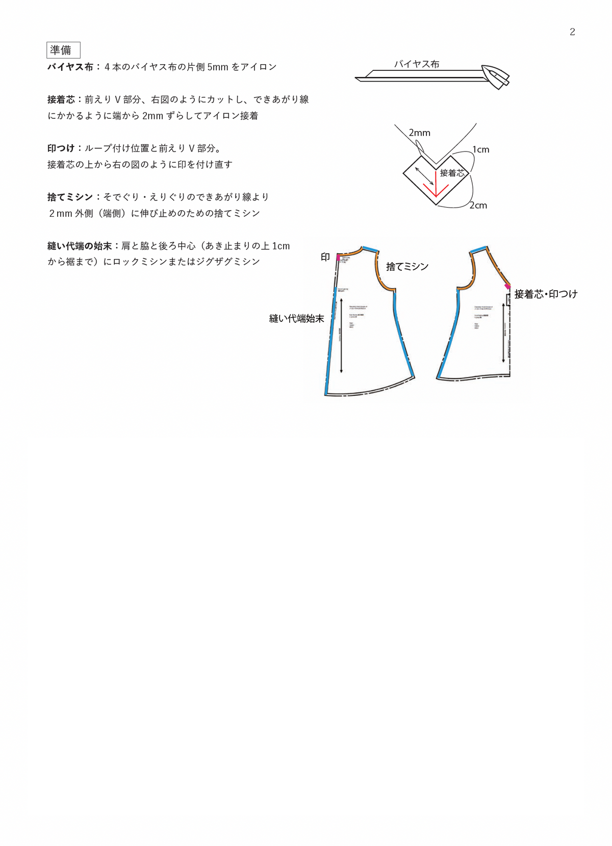 Vネックノースリーブブラウス【紙パターン(縫製手順書付き)】