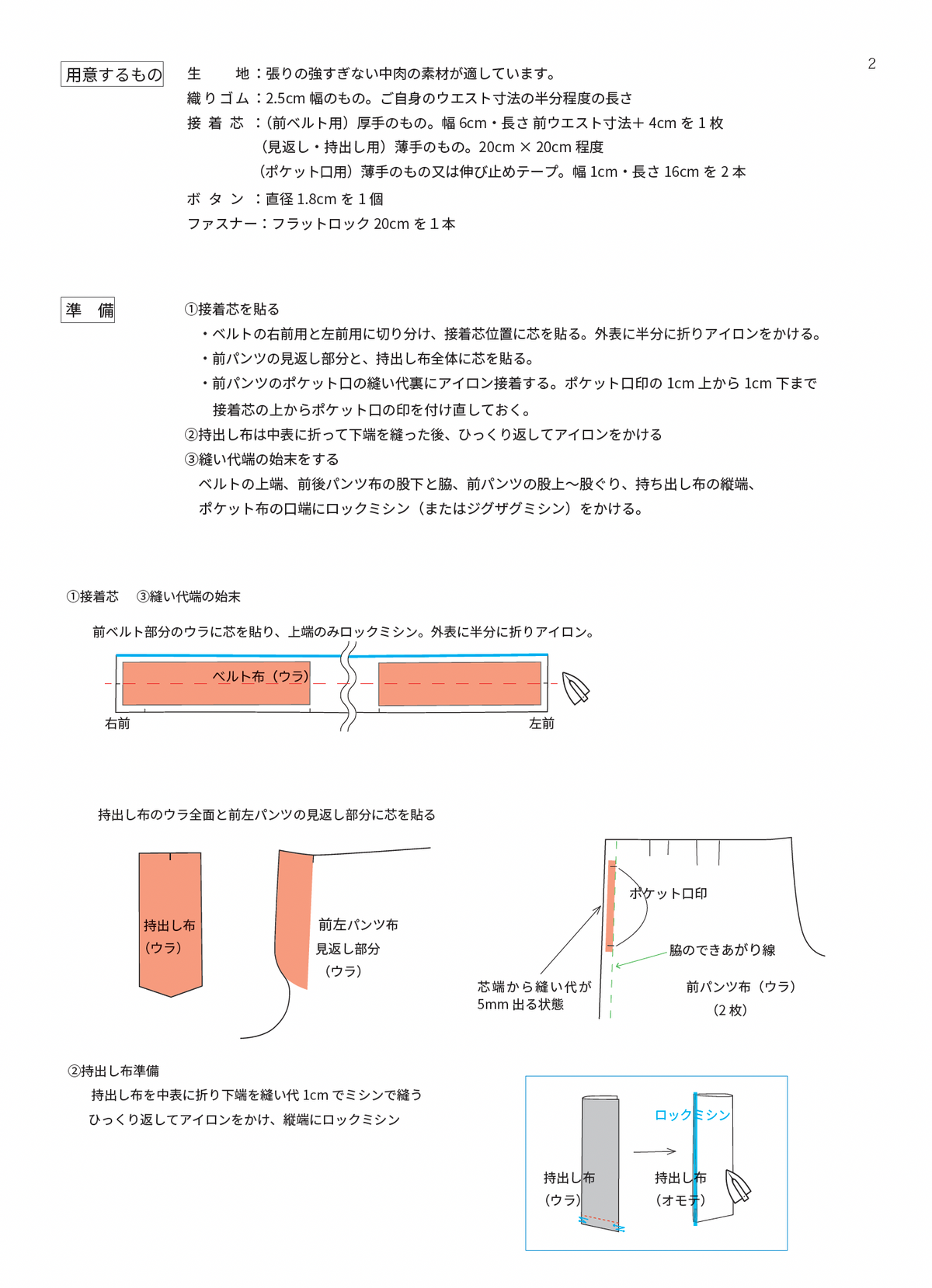 ショートフレアパンツ【紙パターン（縫製手順書付き）】