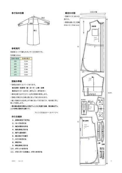 シャツドレス【紙パターン（縫製手順書付き）】